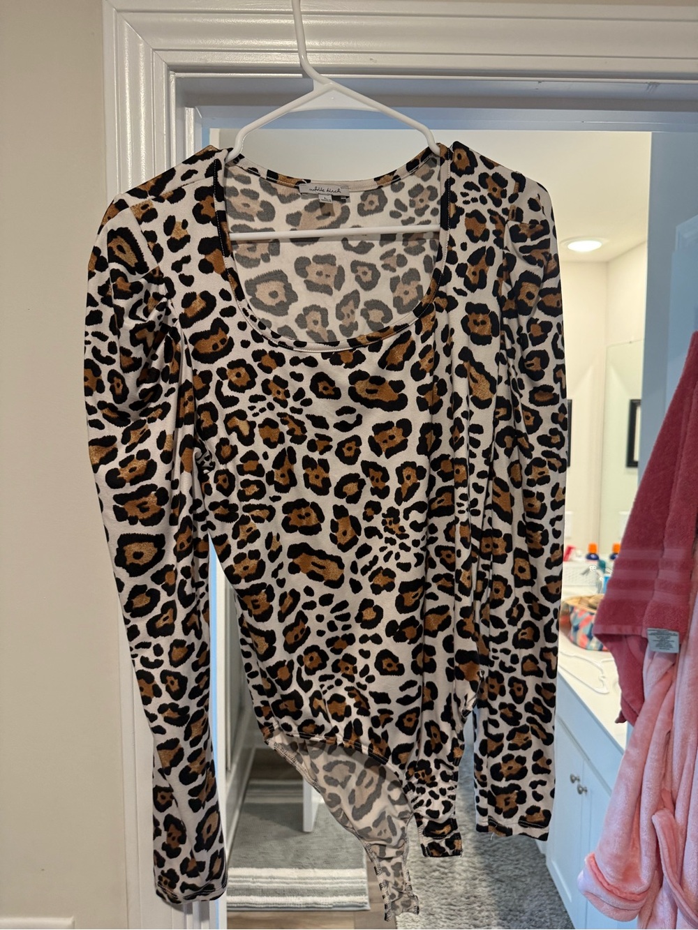 white birch Leopard Print Long Sleeve Bodysuit - Brown/Black on Cream